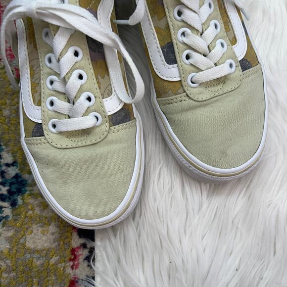Vans Yellow / Green Lace Up Vintage Sunflower Floral Low Top Skater Sneaker 6 - Picture 3 of 10